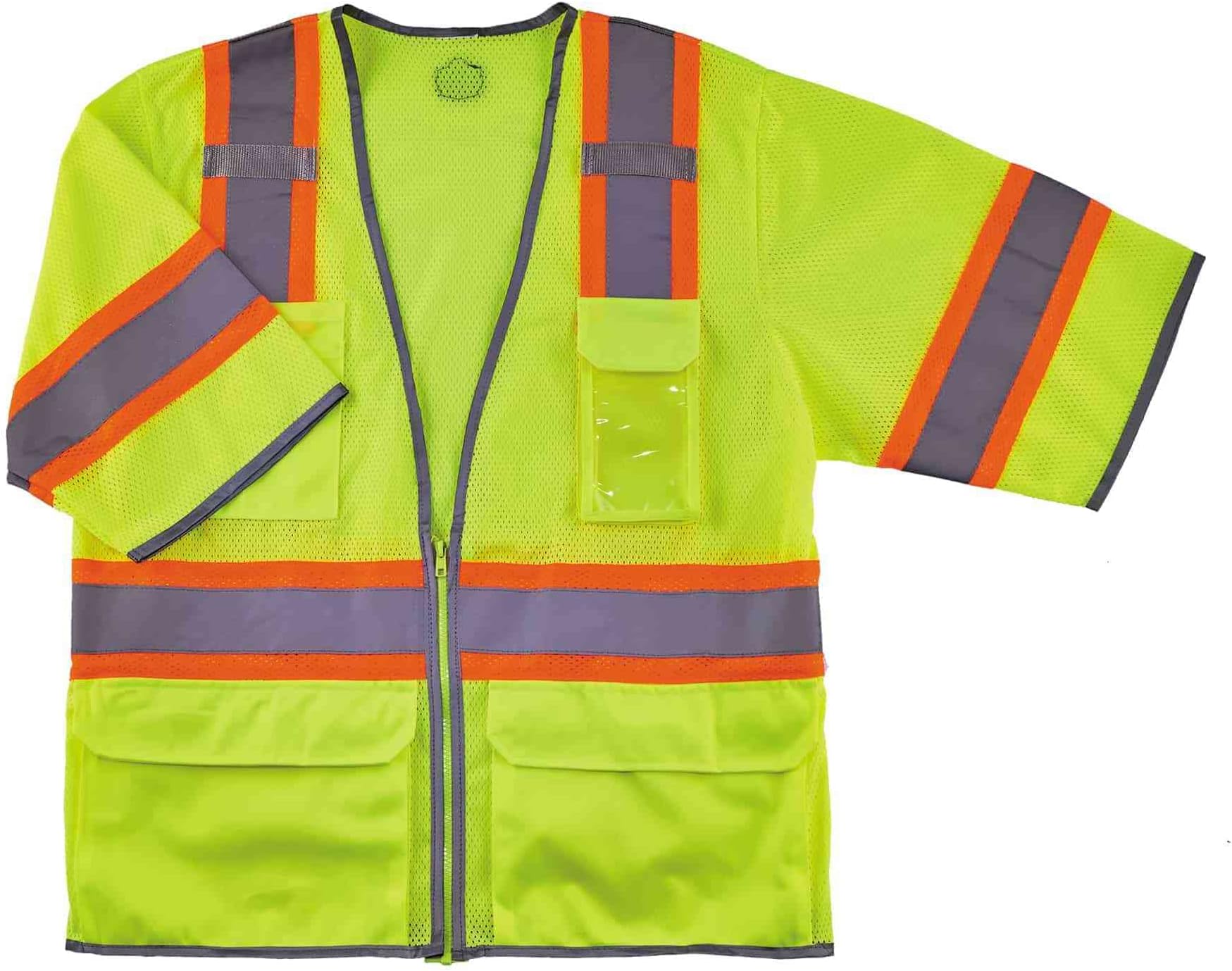 Ergodyne unisex adult Two-tone Hi-vis Class 3 Two Tone Hi Vis Surveyor Vest Zipper, Lime, Large-X-Large US