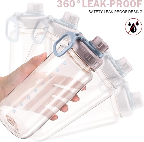 Miniatura 3 de Sunnyray 14 botellas de agua reutilizables de 27 onzas botella de agua deportiva botellas de agua de plástico con recordatorio hidratante botella de