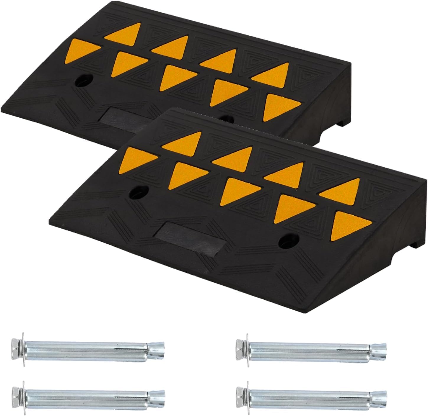 Rubber Curb Ramp, 2 Pack 4.3" Rise Height Threshold Ramps, Heavy Duty 33000lbs Capacity Car Ramp for Loading Dock Garage Sidewalk