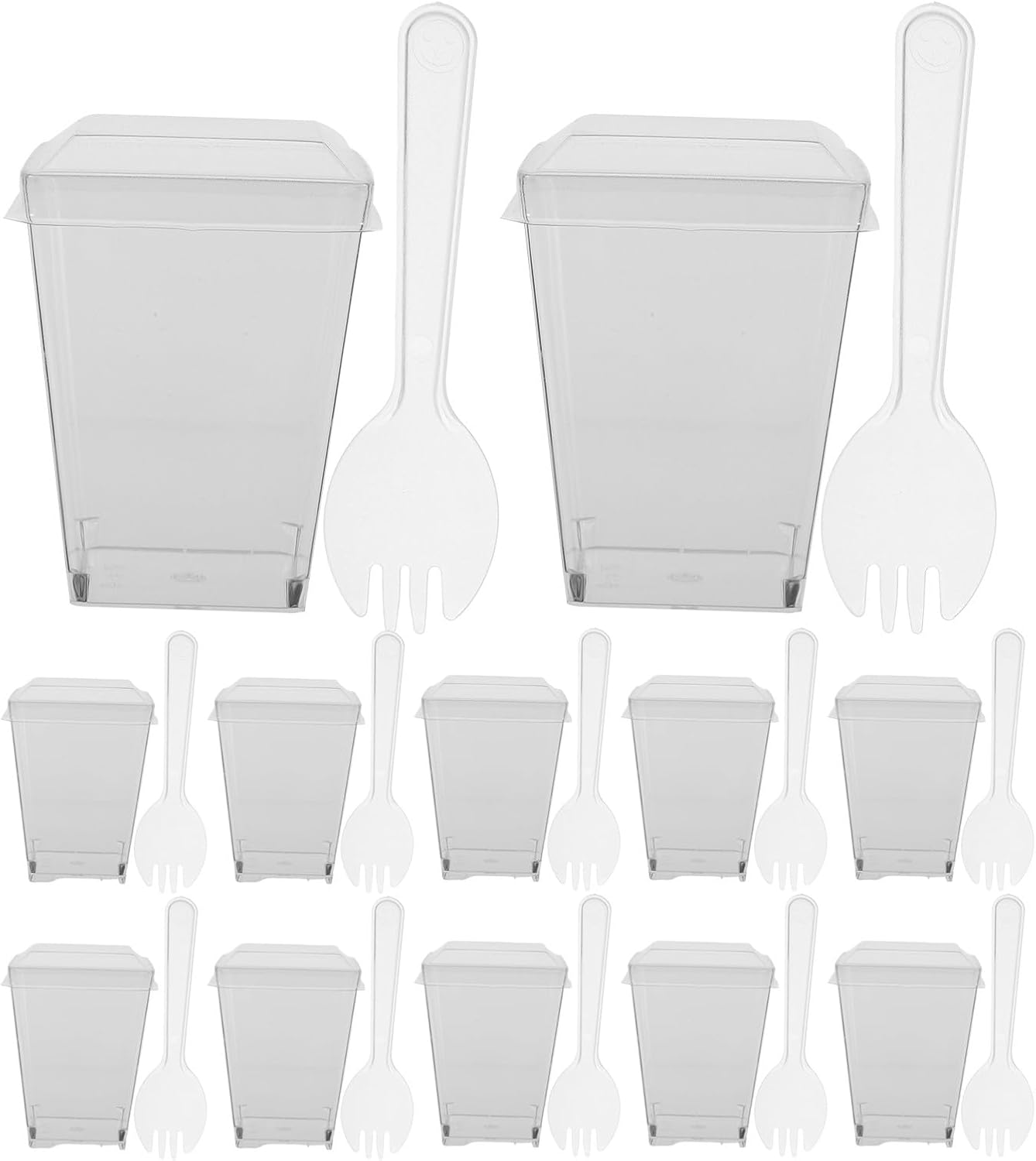 NUOBESTY 100 Set Dessert Cups with Lids And Spoons, 5oz Square Yogurt Parfait Cups for Party, Appetizer, Fruit, Pudding, Ice Cream - Type 2
