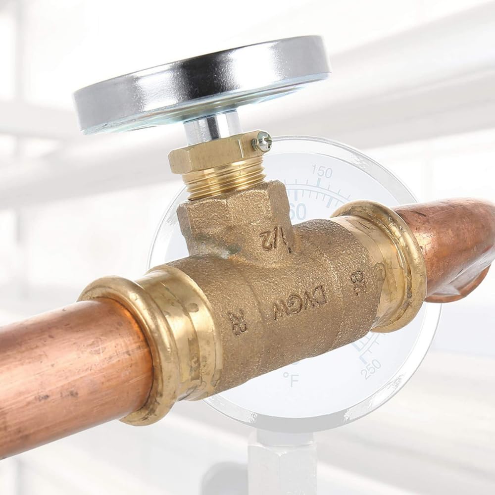 Schläfer 0930171 | Thermomètre à contact bimétallique pour tuyaux avec clip Ressort bimétallique en acier inoxydable, diamètre du boîtier 63 mm échelle 0-120 °C.