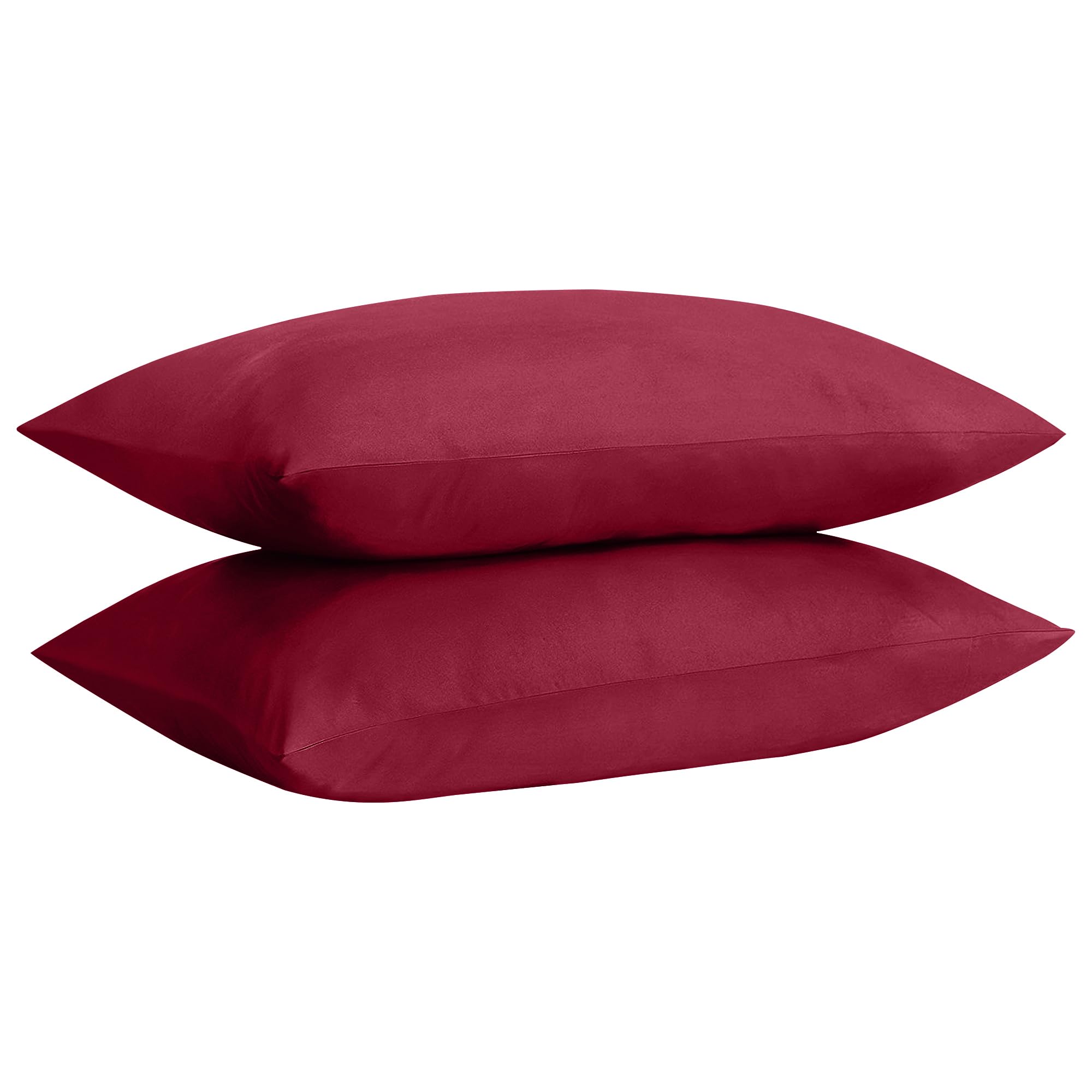 KOHSAR Red Easy Iron Housewife Standard Pillow Cases 2 Pack, 50CM x 75CM Plain Dyed Poly Cotton Pair of Pillowcases