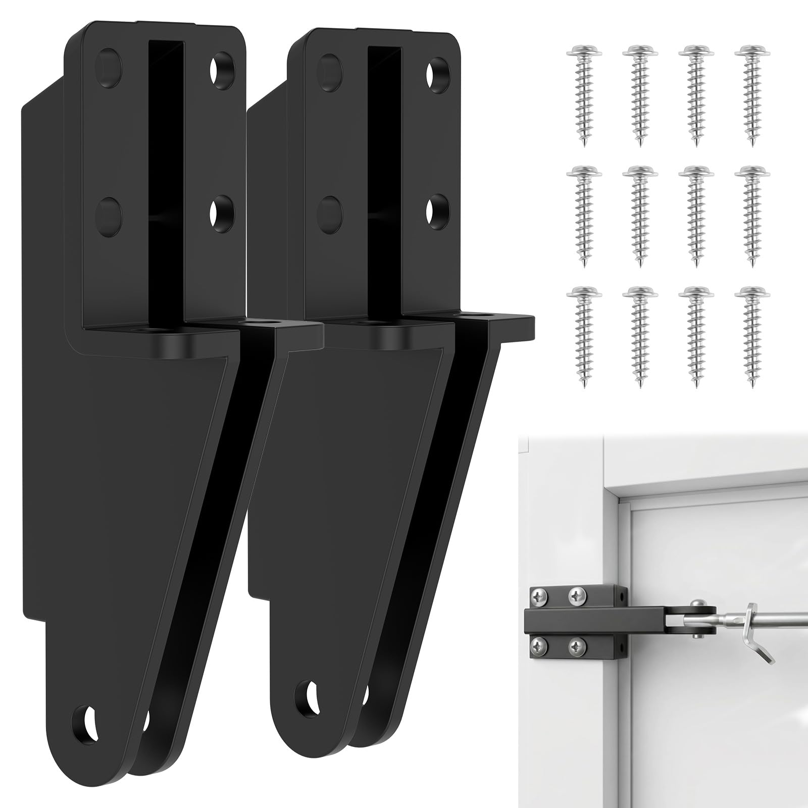 2Pcs Screen Door Jamb Bracket Plastic Storm Door Closer Brackets Hardware Replacement for Repairing Easy to Install(Black)