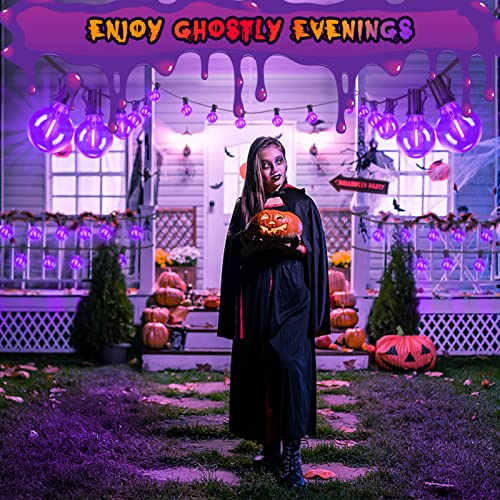Hezbjiti Halloween Lights Outdoor Decoration 50Ft Purple Led G40 String Lights With 26 Shatterproof Bulbs Ul Listed Hanging Lights For Halloween Backyard Porch Balcony #TOP3