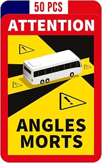 50 Części Autobus Angles Morts Naklejki dla Francji | Bardzo Mocna Przyczepność i Ochrona przed Promieniowaniem UV | Znak Ostrzegawczy Uwaga | Naklejka na Pojazd w Martwym Polu (50PCS BUS)