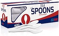 Blueshine 400 Pack Extra Heavyweight Disposable White Plastic Tea Spoons - Sturdy for Parties, Catering & Daily Use