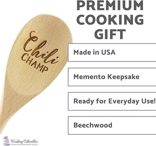 Miniatura 10 de Wedding Collectibles Made With Love - Cuchara de madera (14 pulgadas de largo) accesorio de cocina grabado  Madera de haya suave y natural