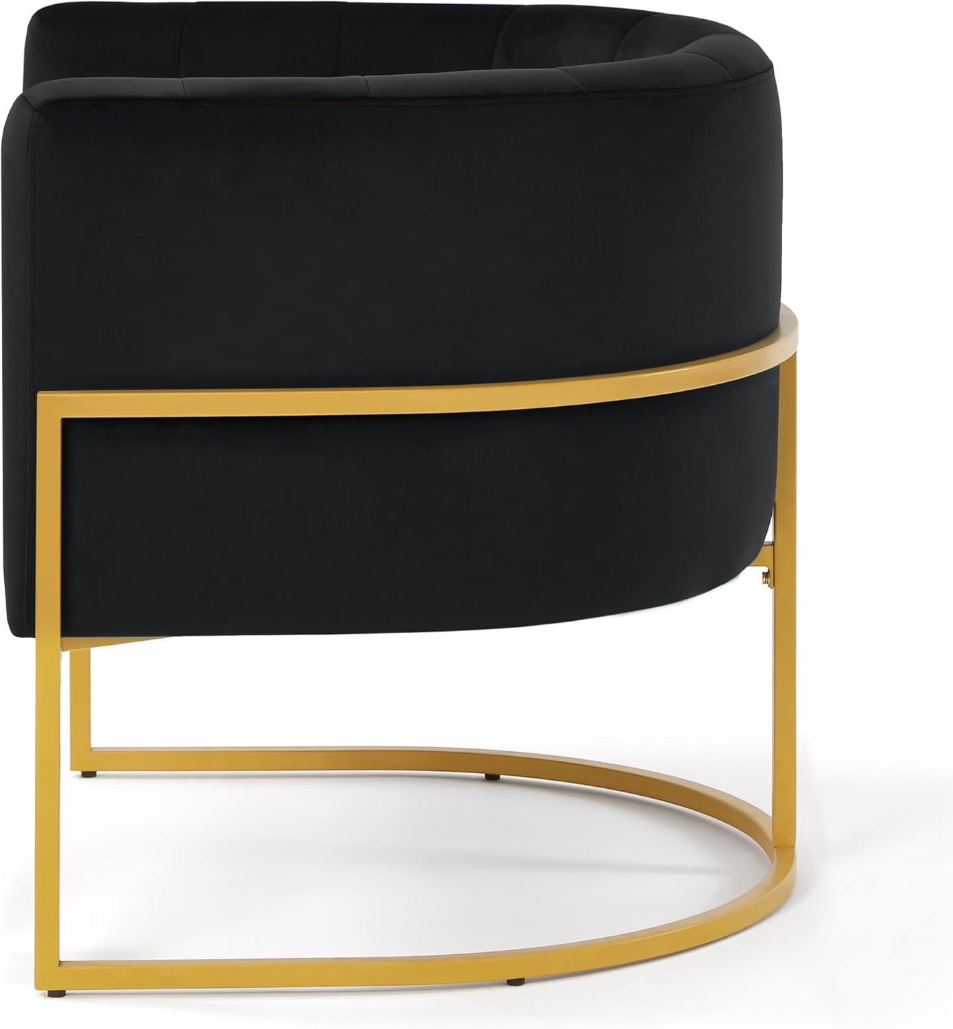 Curve Backrest Mid-Century Leisure Chair, Upholstered Velvet Accent Chair With U-Shaped Golden Metal Base, Velvet Single Sofa Chair For Living Room,Office,28.25"L x 25.75"W x 30"H (black)