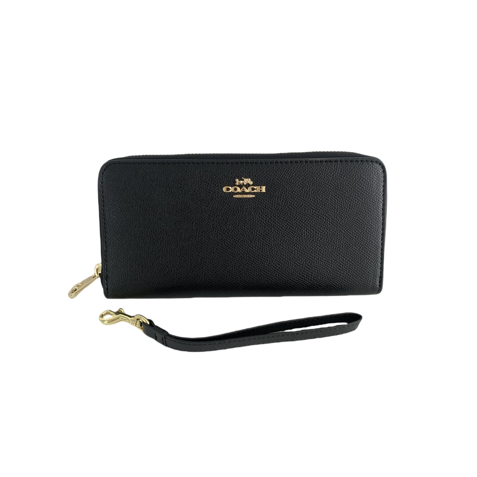 美品 コーチ ラウンドファスナー 黒 ゴールド金具 シボ革 オールレザー 未使用級✨COACH コーチ ラウンドジップ レザー シボ革 長財布