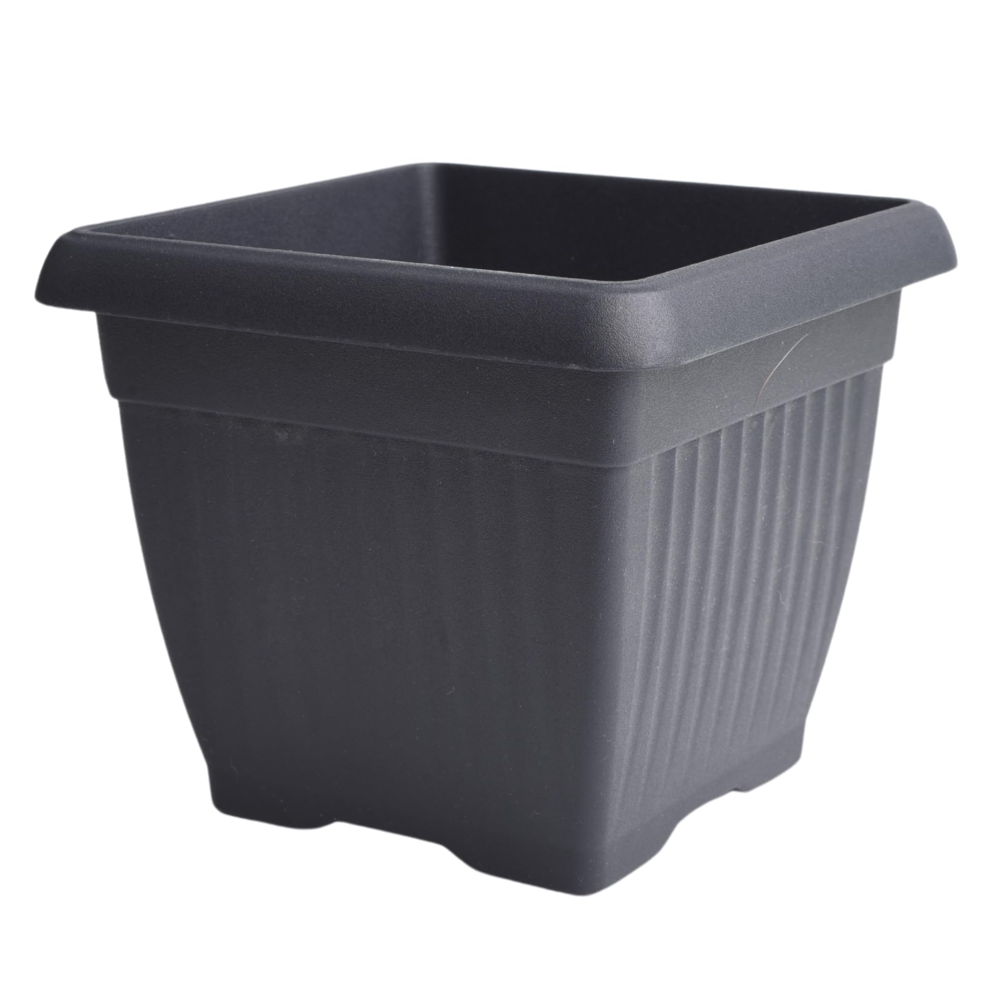 B2C Terra Flower Pot Planter Classic Plastic Square Planter Indoor Outdoor Terracotta Anthracite Deror (Anthracite, 30cm)