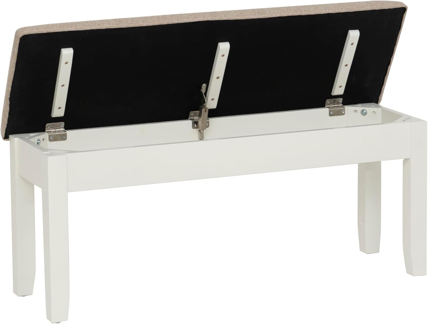 Jane White and Beige Dining Bench with Storage Compartment by Powell