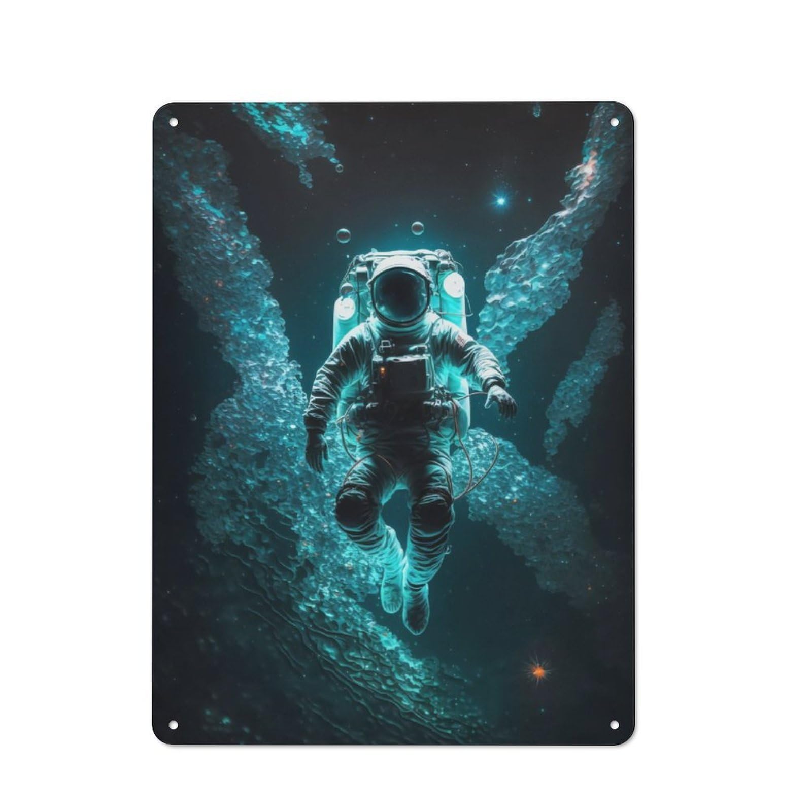 Junmoney Astronauts Swimming Pool Tin Sign 40X30cm For Workshop Wall, Rustic Wall Decor, Suited To Workshop Decor Fans