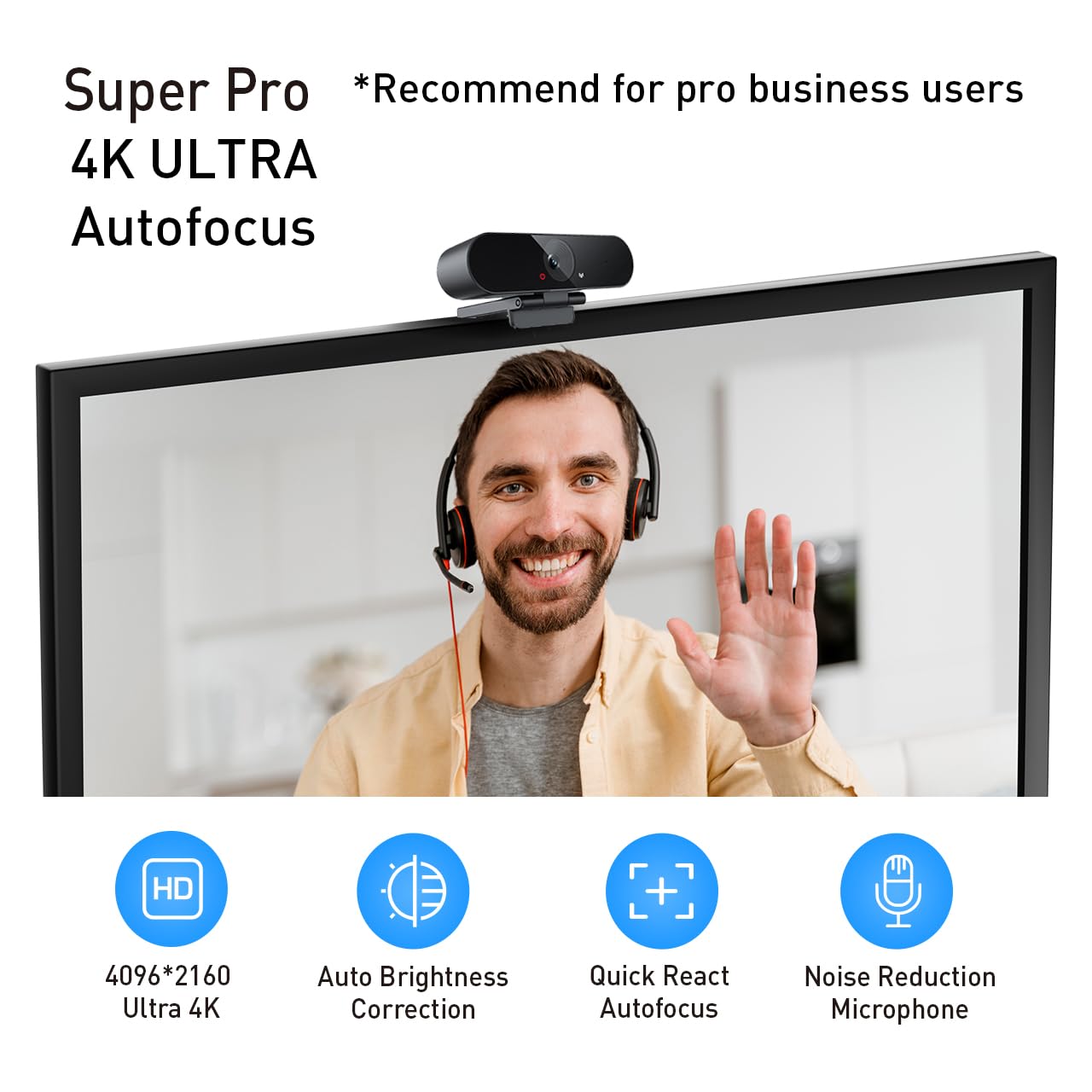 Nedis 4K Ultra HD Webcam - Met Microfoon