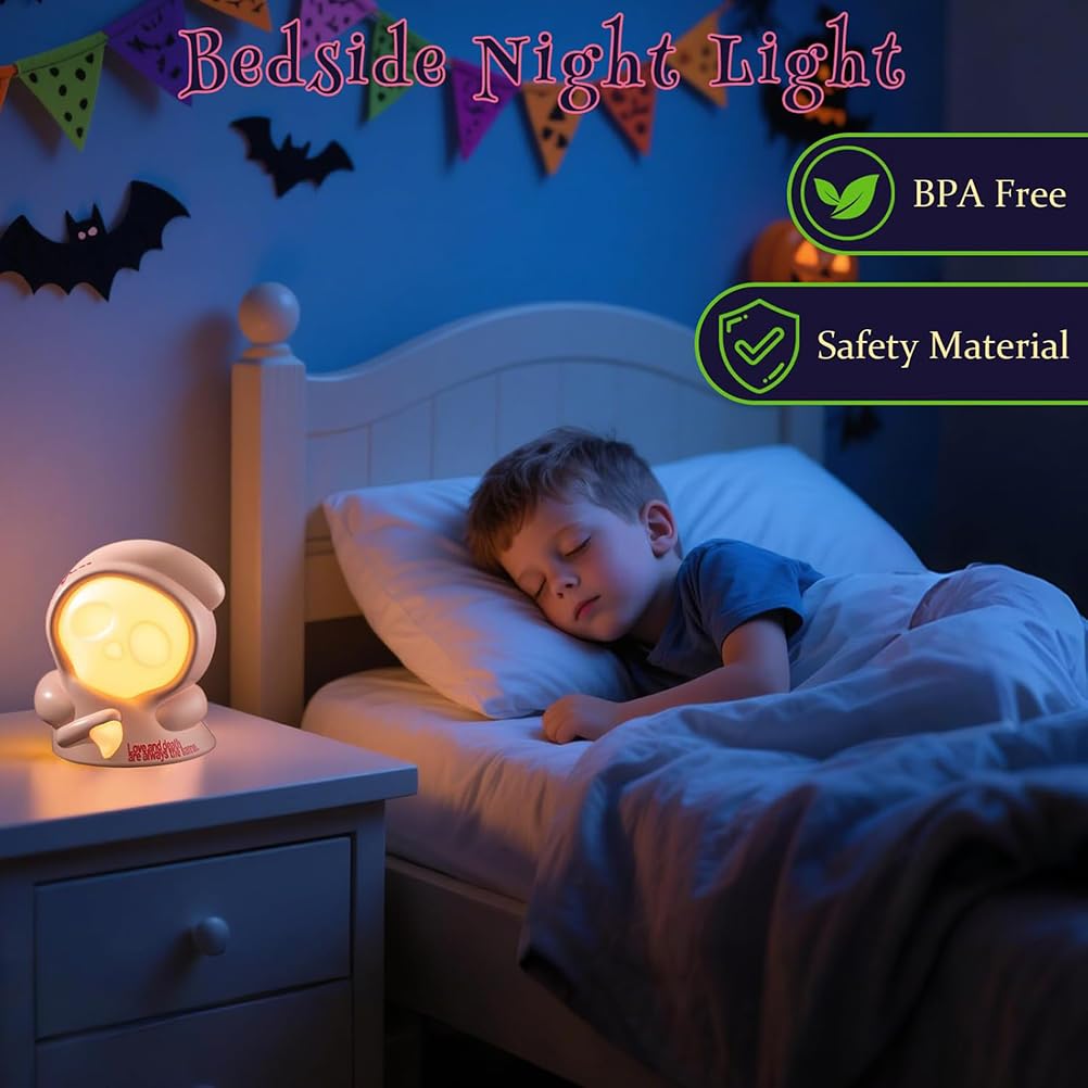 AoLa Veilleuse Sensenmann enfants, veilleuse fantôme en silicone, 3 couleurs lampe à commande tactile à intensité variable rechargeable USB piles 500mAh lampe de chevet à roulettes,3 Pieces