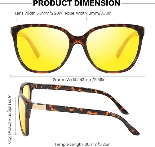 Miniatura 2 de IGnaef Gafas de visión nocturna para mujer, para conducción, antirreflejo, polarizadas, amarillas, gafas nocturnas IF8093