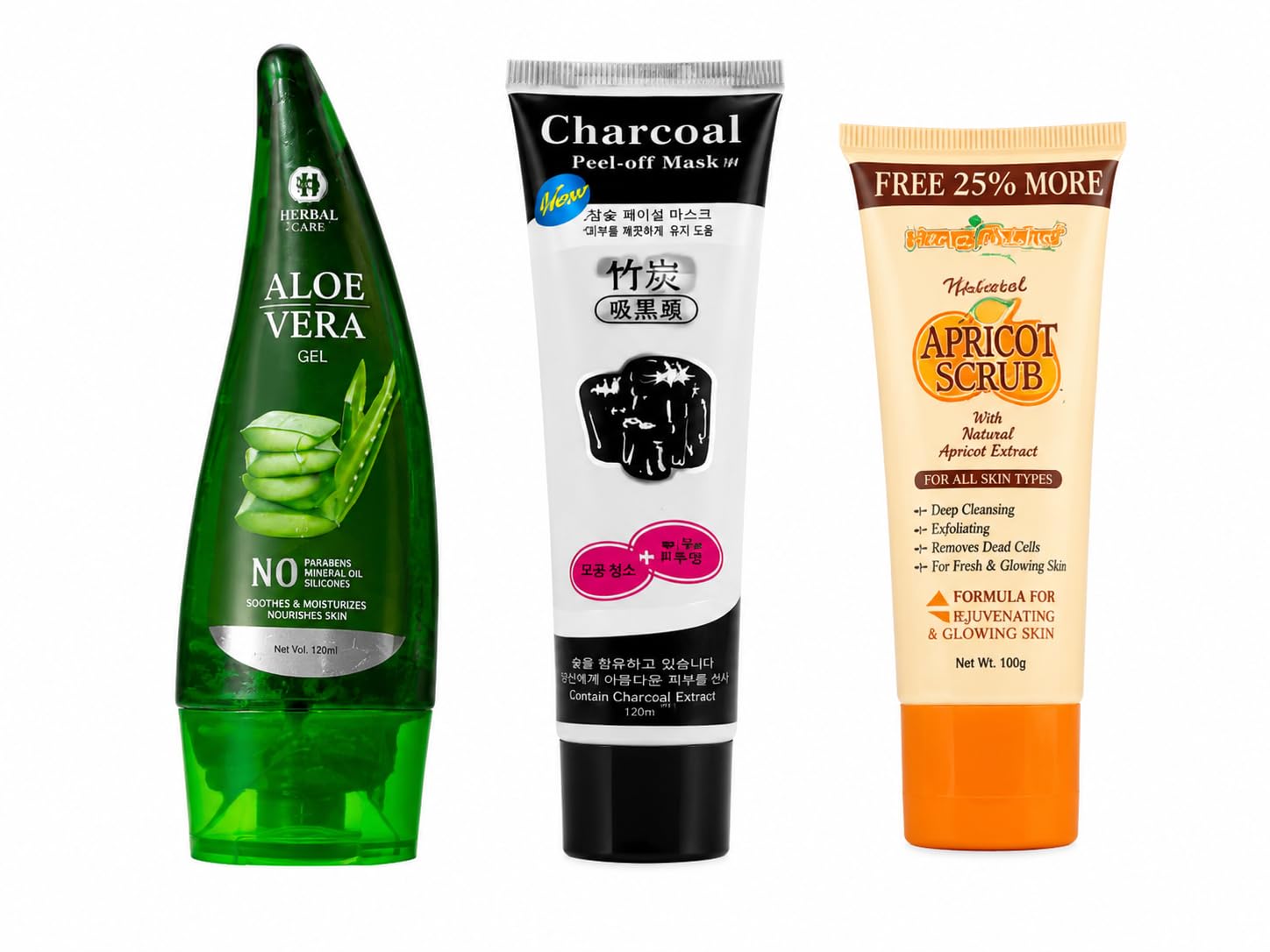Insta Glow Kit for Men and Women Aloe Vera Gel Charcoal Face Mask and Face Scrub Combo Kit for Daily Skin Care Cleansing Exfoliating and Hydration Routine-image-4