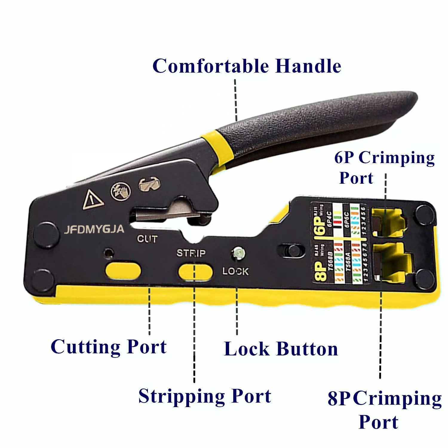 RJ45 Crimp Tool Kit Pass Through, Ethernet Crimper Cat6 Cat5e Cat5 | Ethernet-Crimpzange mit Netzwerkkabeltester, RJ45 Pass Through Steckverbinder, Abisolierzange