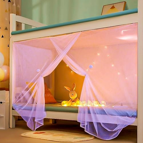 Miniatura 2 de Eimilaly Cortinas de 8 esquinas para decoración de cama de niñas y niños, toldo de cama para dormitorio, cama alta, cama de 1-1.8M o campamento al