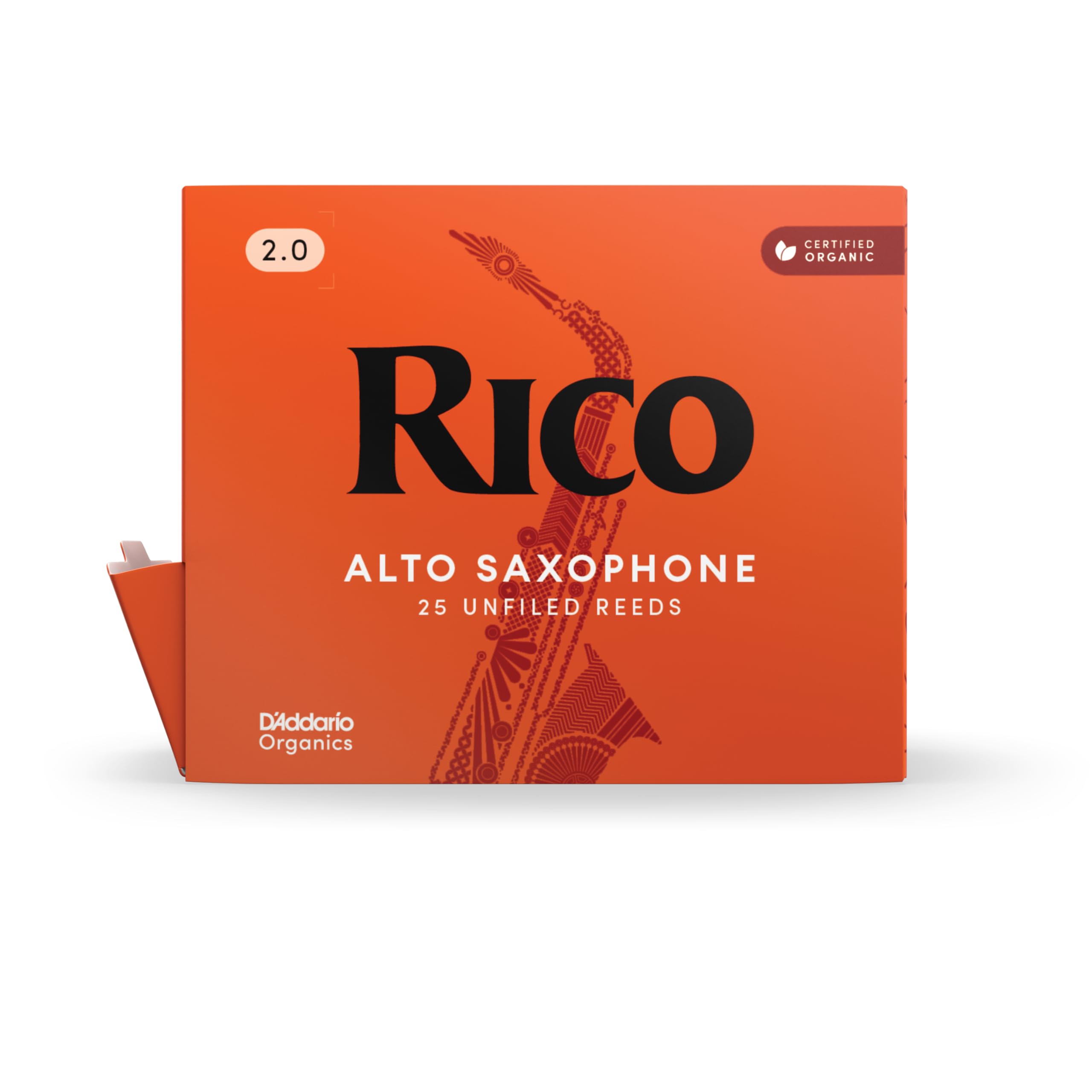 Stroiki Rico Organic do Saksofonu Altowego, Twardość 2.0, Opakowanie 25 szt.