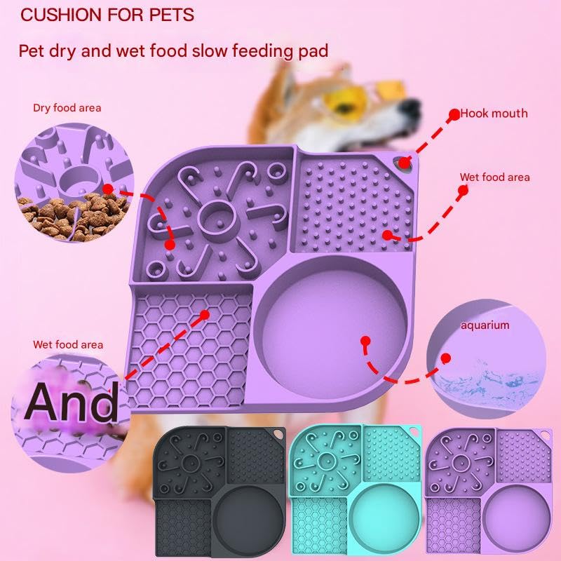 7Seas Cat Dog Slow Feeder Lick Mat - Interactive Silicone Pet Food Pad with Suction, Dishwasher Safe, Stress & Boredom Relief Treat Mat for Peanut Butter & Snacks - Multicolor 4