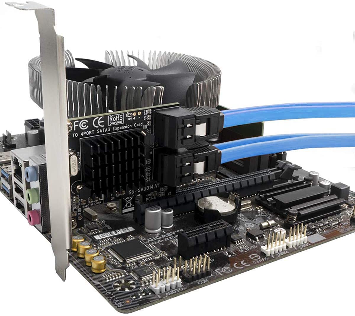 Tarjeta SATA, 4 puertos con 4 cables SATA, tarjeta de expansión de controlador SATA con soporte de perfil bajo, no raid, arranque como disco duro del sistema