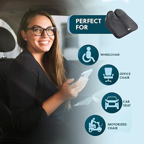 Miniatura 7 de Cojín inclinado para asiento de automóvil - Cojín de asiento para automóvil - Almohada patentada de espuma viscoelástica para asiento de conducción