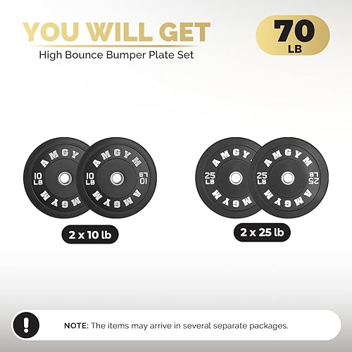 Miniatura 162 de 2 Inch Bumper Plates，10-500lbs，Barbell Rubber Olympic Weight Plates Set for Home Gym, Strength Training & Weight Lifting, Multiple Options
