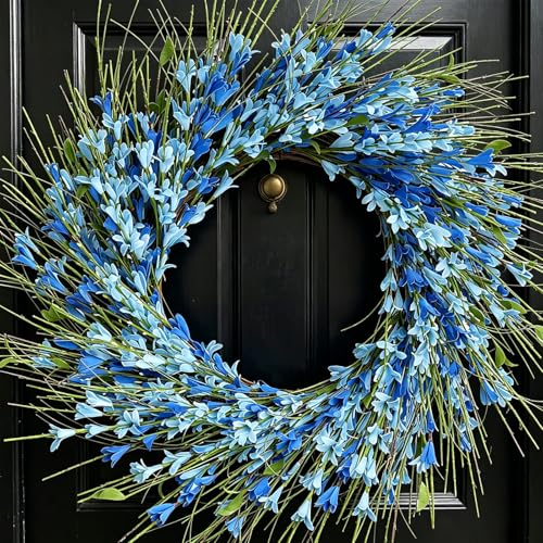 GTIDEA 24 Inch Summer Fall Wreath for Front Door Blue