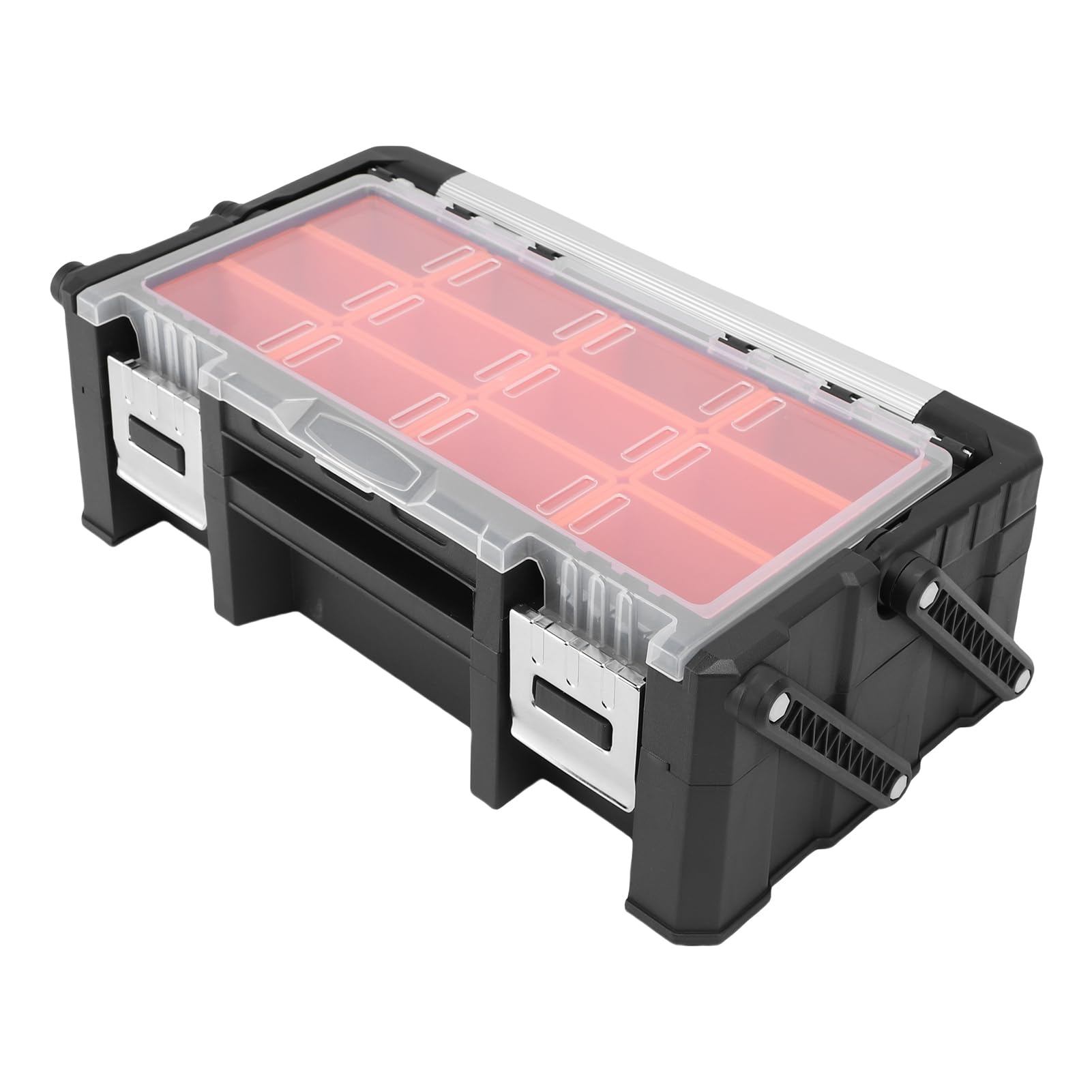 Generic Dwuwarstwowe Pudełko do Przechowywania Małych Części 18 Przegródek Wielofunkcyjna Elektroniczna Skrzynka Narzędziowa do śrub Śruby Nakrętki Wiertła Zaciski Drutowe Zadania Zewnętrzne