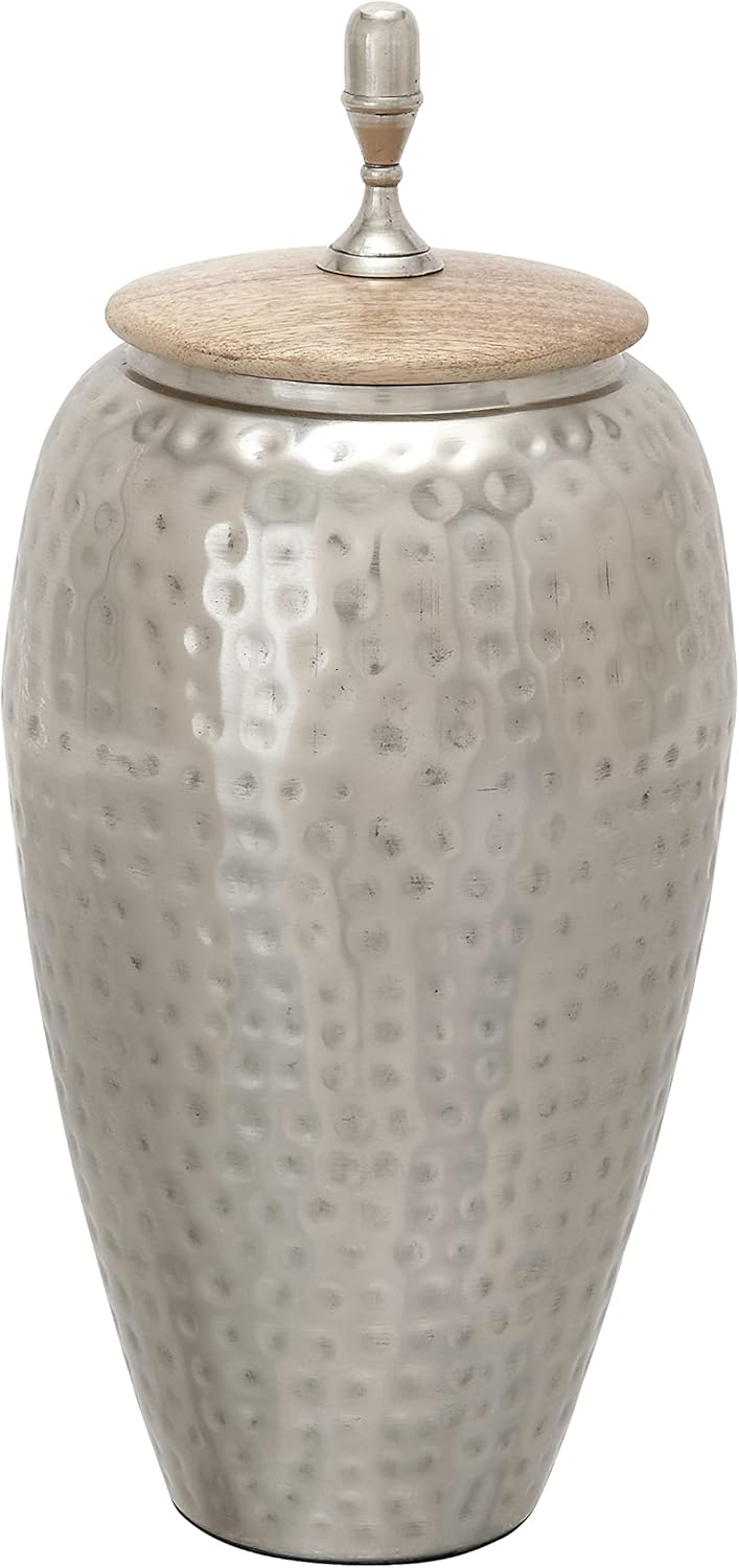 Deco 79 Contemporary Metal Abstract Decorative Jars, 7" x 7" x 16", Silver : Home & Kitchen