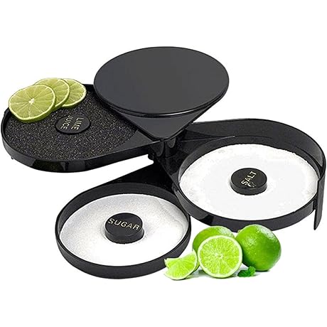 3 Tier Bar Glass Rimmer Trio - Margarita Cocktail Salt and Sugar Glass Rimmer Set