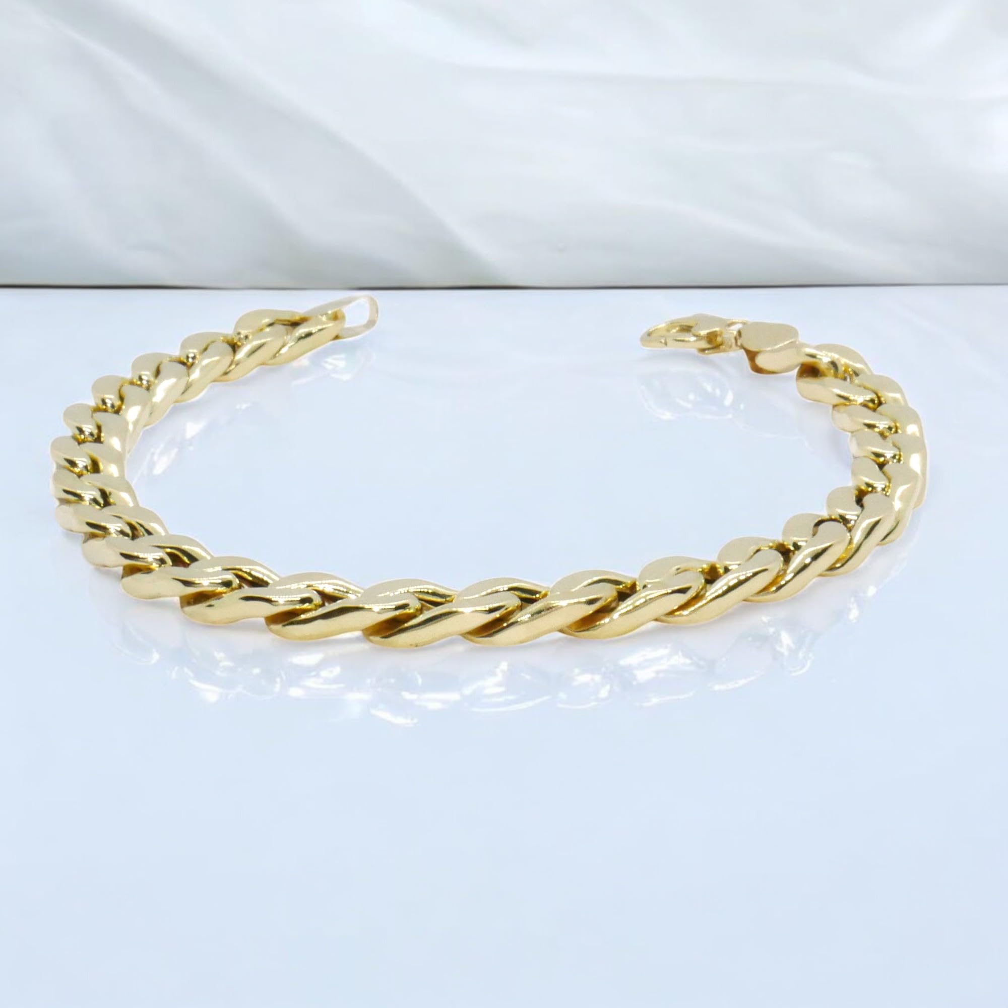 Never Say Never Impresionante pulsera para hombre de oro amarillo de 18k de 22.00 cm de larga y 7.00 mm de ancha. Peso:10.30 gr de oro de 18k