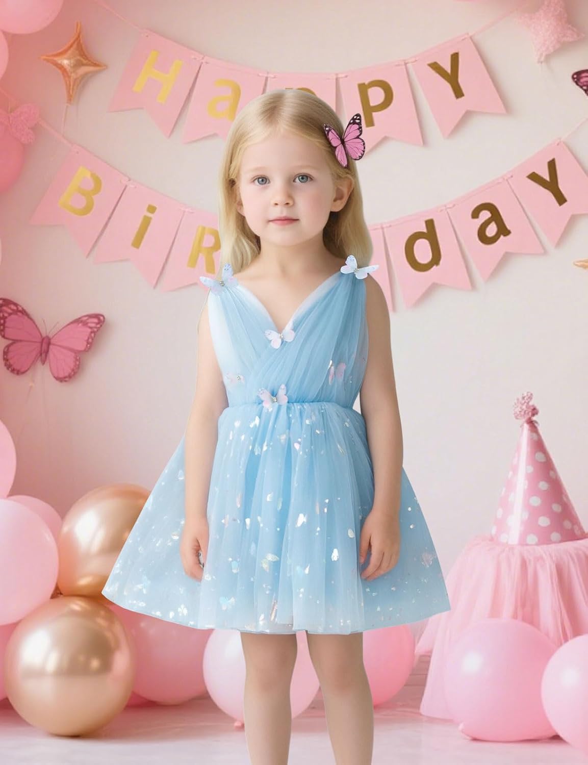 Baby Girl Dress Sparkly Tulle Butterfly Dress Birthday Princess Pageant Dresses Tutu Party Dresses for Girls 12M-5Y - Image 2