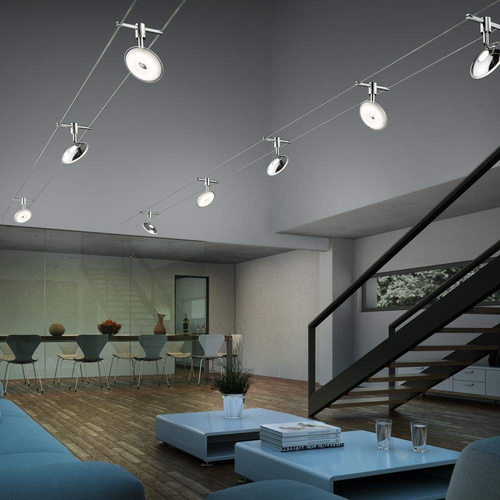 Trio Pilatus - Sistema di illuminazione per interni a 5 luci, 3,8 W, acrilico bianco, colore cromato