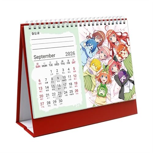 五等分の花嫁 2026 年版 壁掛け 卓上 2 タイプ カレンダー 月間イラスト付き スケジュール記載対応 アニメグッズ オフィス お部屋装飾用 新年 クリスマスプレゼント向け 贈り物に適し
