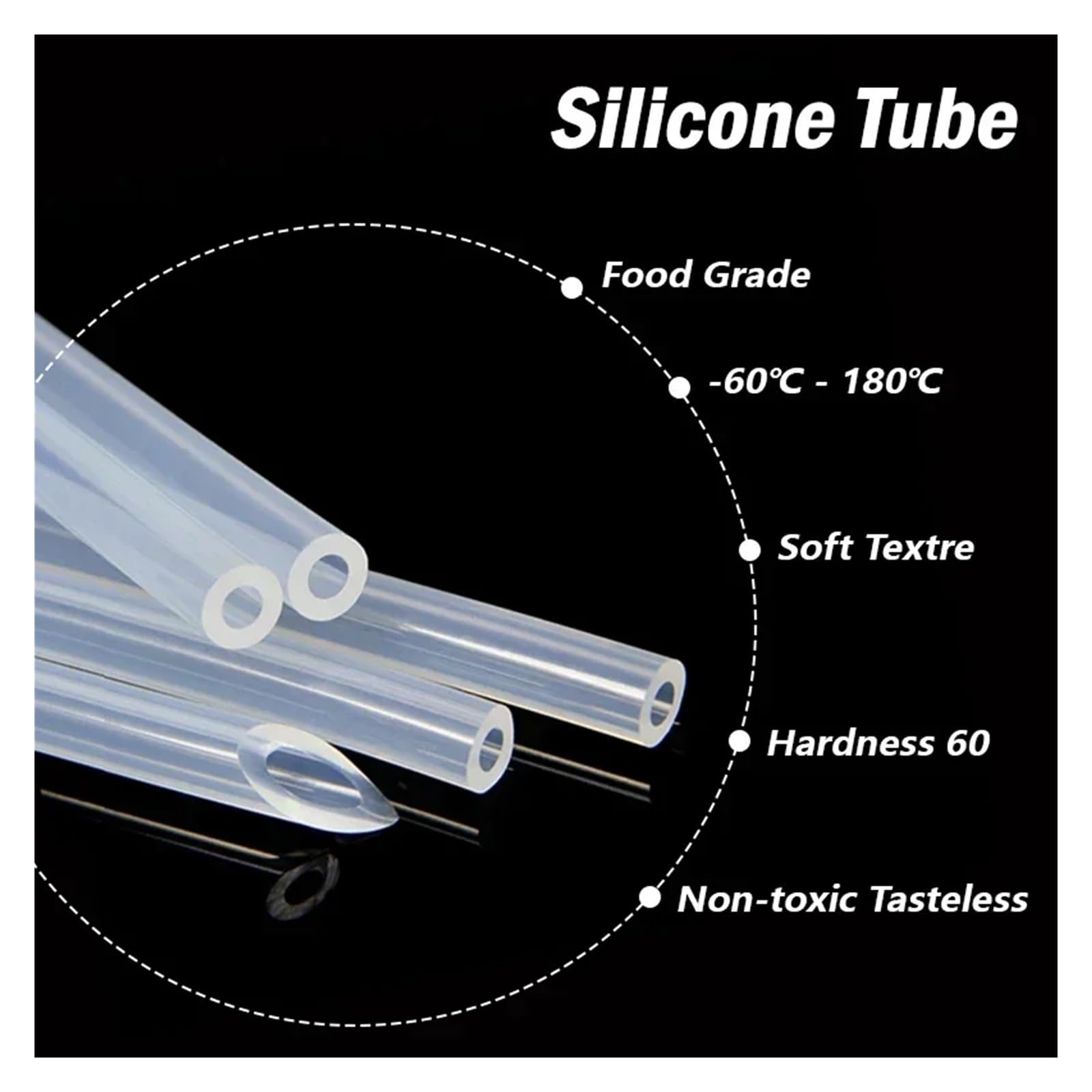 Manguera de goma de silicona transparente de calidad alimentaria ID 0,5 1 2 4 5 6 8 10 12 14 16 20 25 30 32 36 mm Tubo flexible transparente for agua y bebidas(5m,ID 9mm x OD 14mm)