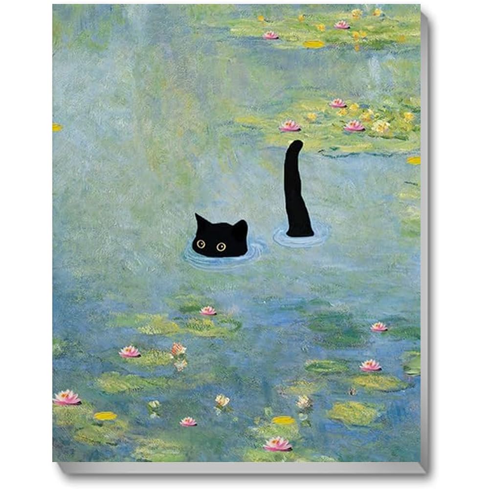 Jakener Paint By Numbers-Cat-1222-1 Cat Paint By Numbers For Adults, Pond Cat Painting By Numbers For Adults Canvas Kits, Adult Paint By Numbers Kits With Frame, Diy Acrylic Oil Painting For Home Wall Decor 9.5X12 Inch