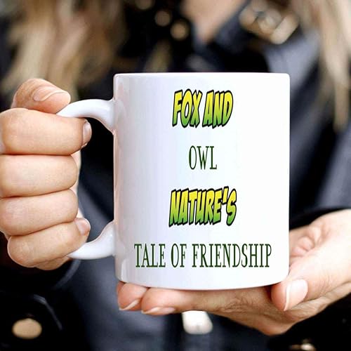 Miniatura 3 de Humorous Gift Animal-themed Gift for Kids & Adults - Fox & Owl in a Forest - Nature Lovers Gift - 11 Oz White Ceramic Coffee Mug