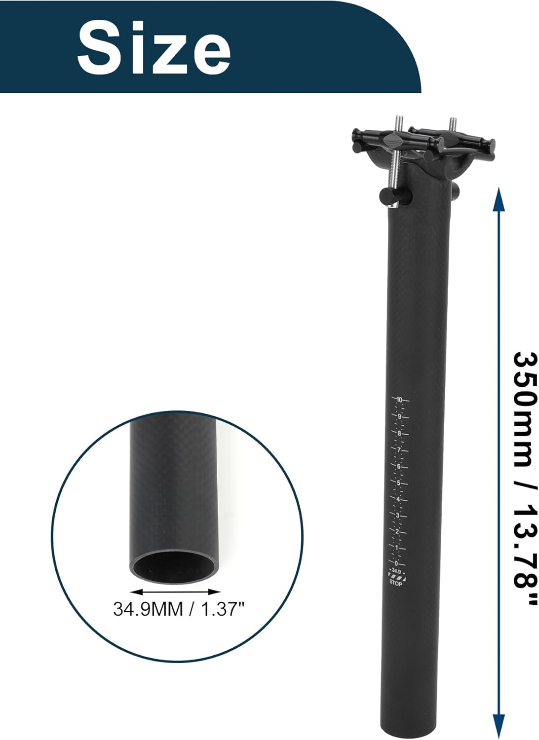 Bike Seat Posts Ultra Light Bike Saddle Post Seat Tube Matte Black 1 Pc 34.9x350mm Carbon Fiber