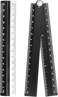 sourcing map Kit de regla plegable y recta, 30/15 cm, métrica, de aleación de aluminio, transportador de plástico, regla de ángulo plegable para el hogar, aula, oficina, color negro