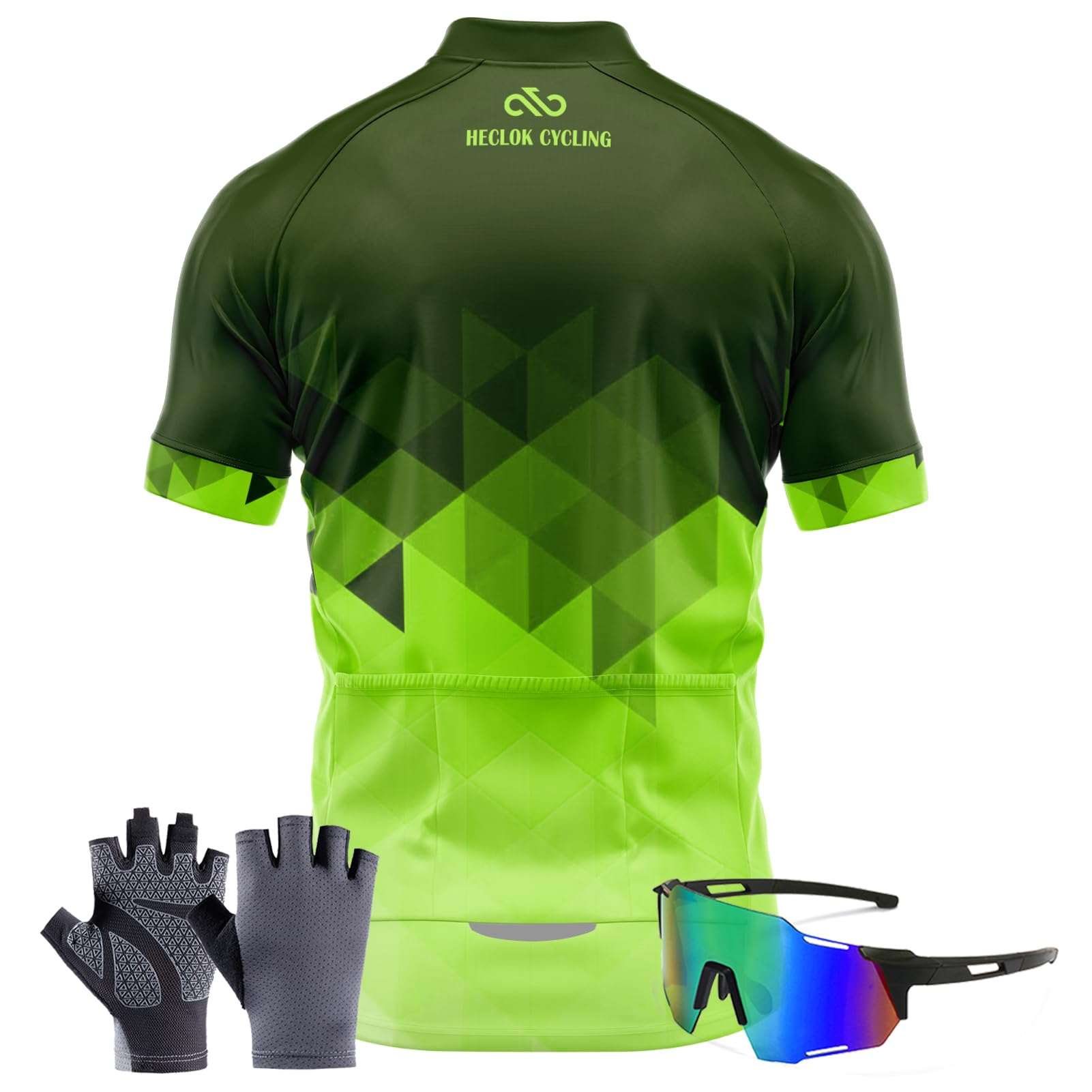Magliette da Ciclismo da Uomo Estivi Maniche Corte Traspirante Abbigliamento MTB per Bici Mountain Bike T-Shirt Top Abbigliamento Maglie da Ciclismo＋Occhiali da Ciclismo, Guanti