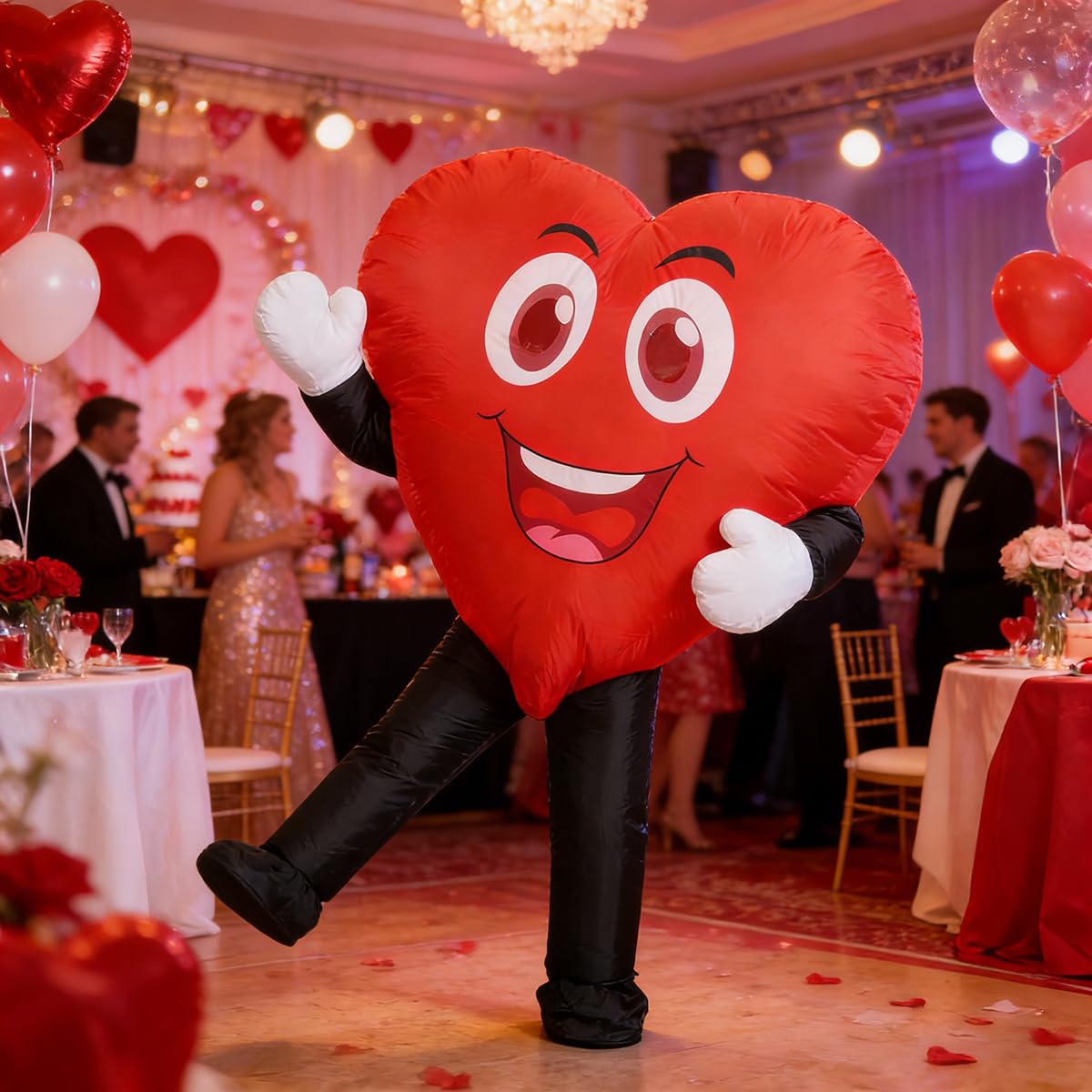 RHYTHMARTS Disfraz hinchable Corazón de Amor Rojo Disfraces Hinchables Rojos Disfraz de Mascota Adulto San para Valentín