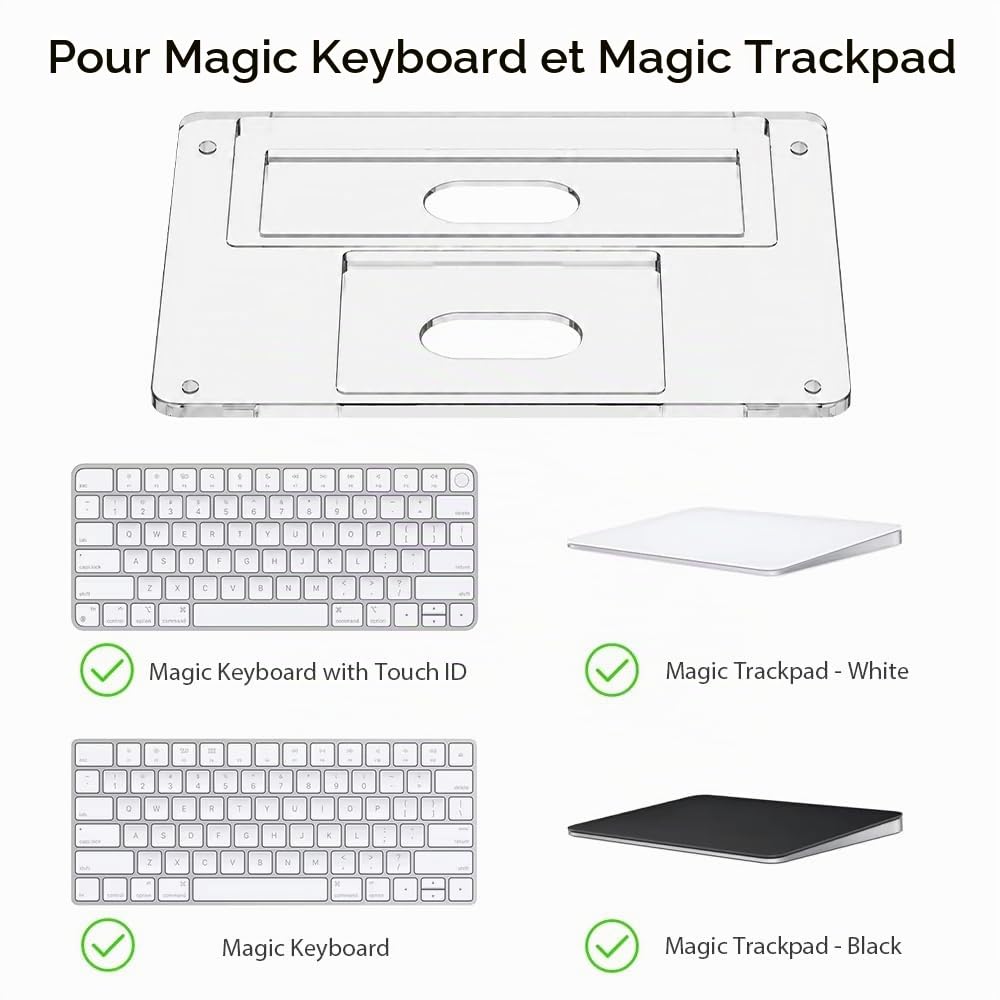 Support transparent et plateau tactile compatible avec Apple Magic Keyboard 2/3/pavé tactile, confortable pour soulager les douleurs au poignet (clavier Apple et pavé tactile non inclus