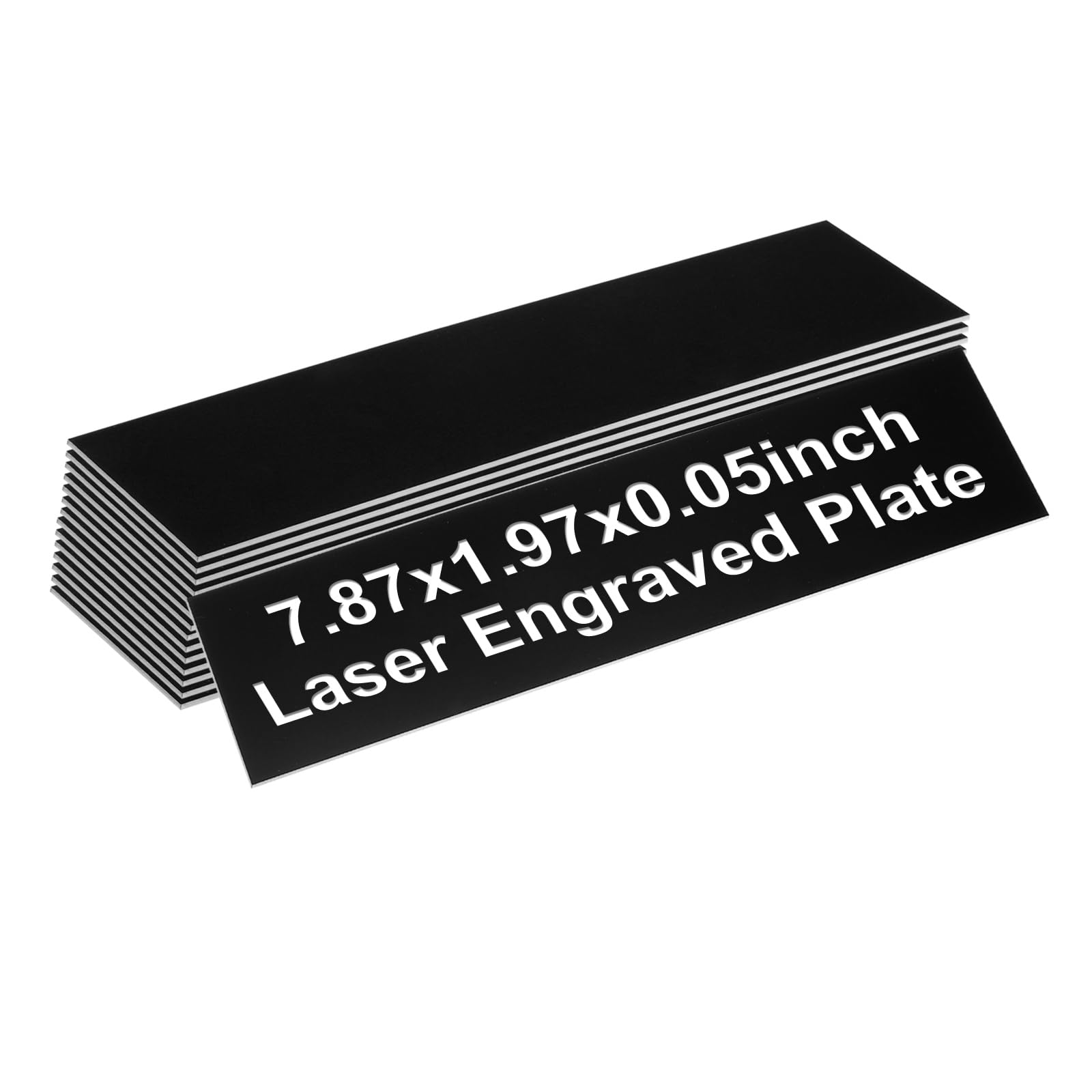 PATIKIL Blank Name Plates, 7.87x1.97" Engraved Name Plates Name Plate Personalized Custom Door Signs Desk Tags for Office Classroom, Black Color White Letter, 15 Pcs