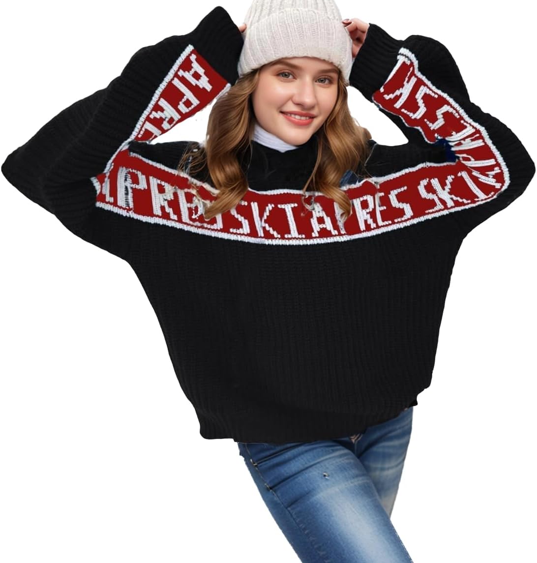 Sweaters for Women Trendy Crewneck Long Sleeve Apres Ski Sweater Tops 2025 Chunky Pullovers