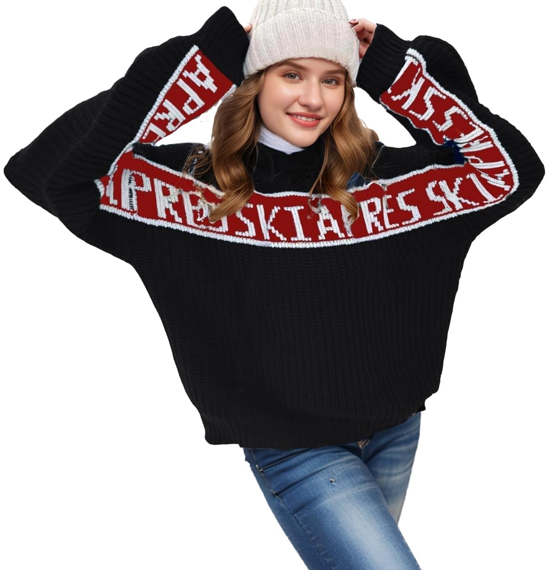 Sweaters for Women Trendy Crewneck Long Sleeve Apres Ski Sweater Tops 2025 Chunky Pullovers