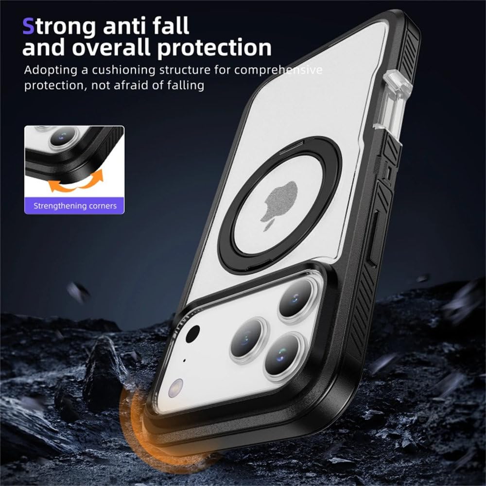 Magnetyczny uchwyt obrotowy 360°, antypoślizgowy, do iPhone'a 17 Pro Max 17 Air, etui z ładowaniem bezprzewodowym, odporne na wstrząsy, fioletowe, do iPhone'a 17 Air