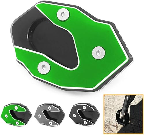 Qidian aluminio motocicleta Kickstand pie lateral soporte soporte soporte placa antideslizante Kick stand pad ampliación para Kawasaki Versys 300