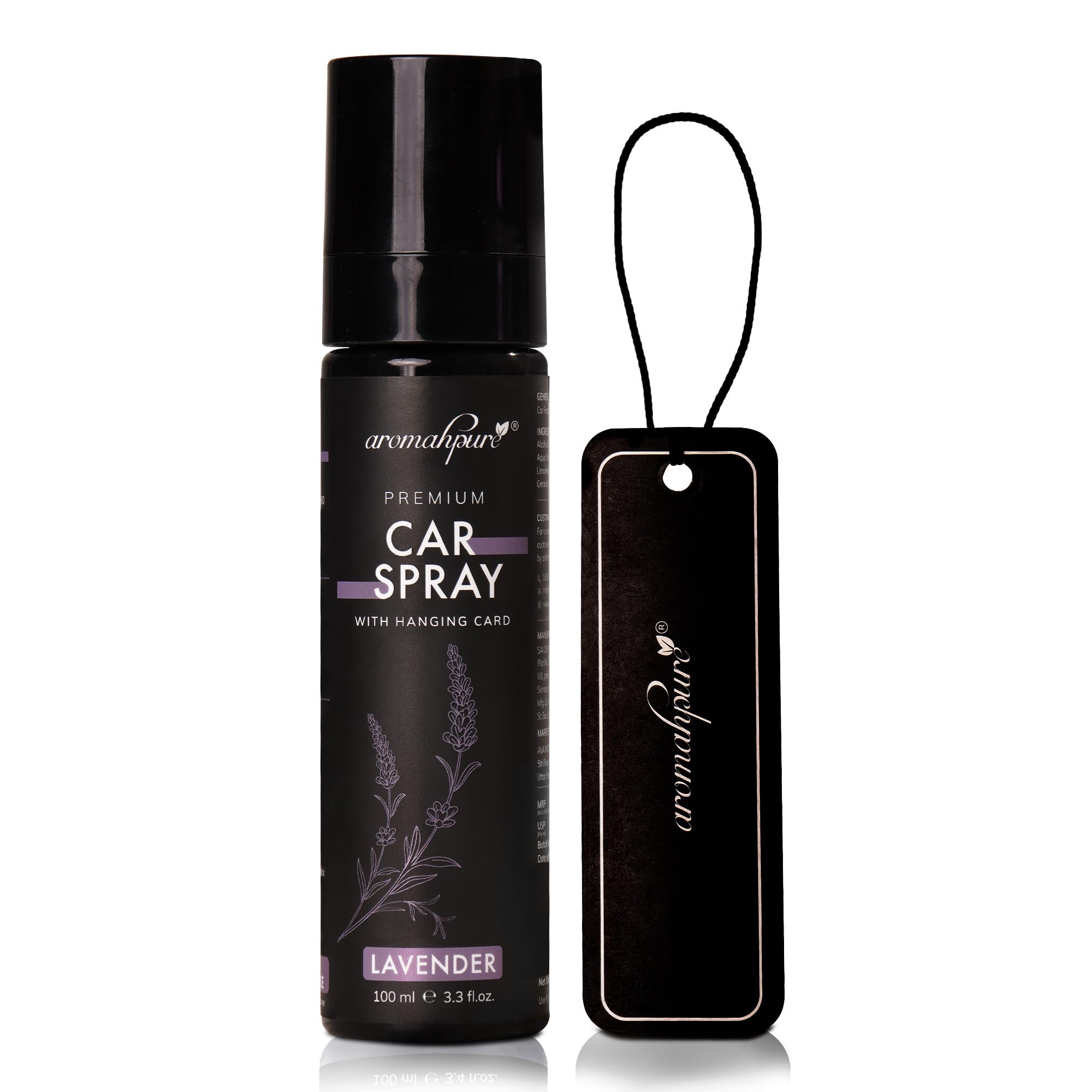 Aromahpure Lavender Car Perfume Spray | 100ml | with Hanging Card | Long Lasting 800+ Sprays Car Fresheners | Travel Friendly Car Air Freshener | CFC Free &Fast Acting Formula-image-46