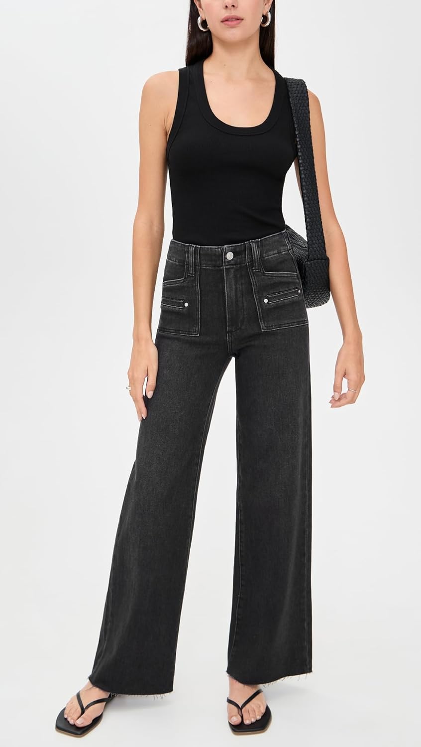 PAIGE Women's Anessa Jeans with Welt Patch Pockets + Raw Hem - Image 5